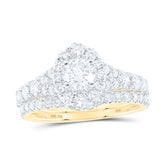 1 1/2CTW-DIA NKE 3/8CT-CRD BRIDAL SET SINGLE HALO